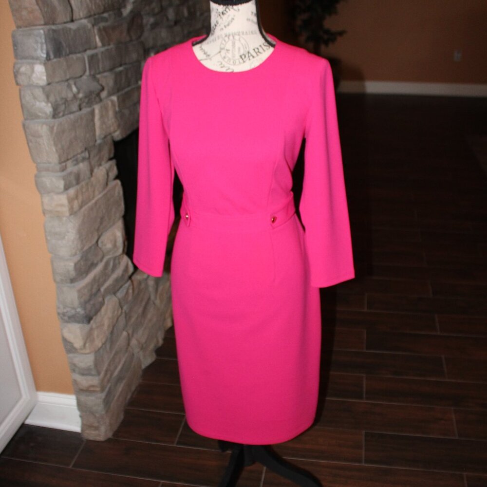 London Times 3/4 Sleeve Side Sheath Dress